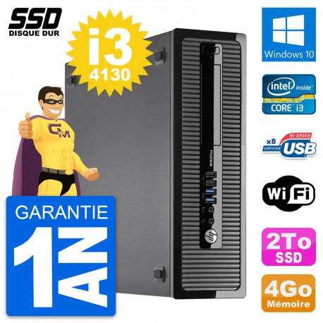 PC HP ProDesk 400 G1 SFF Intel Core i3-4130 RAM 4Go SSD 2To Windows 10 Wifi
