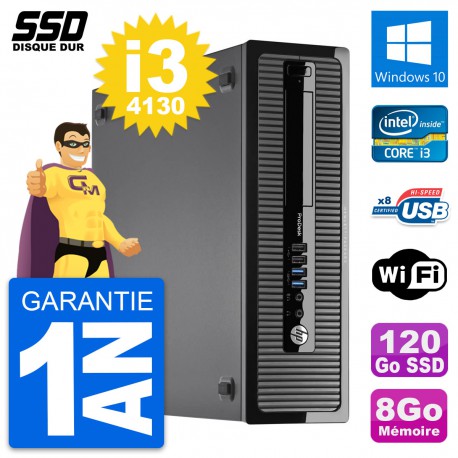 PC HP ProDesk 400 G1 SFF Intel Core i3-4130 RAM 8Go SSD 120Go Windows 10 Wifi