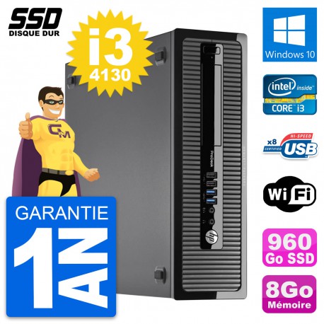 PC HP ProDesk 400 G1 SFF Intel Core i3-4130 RAM 8Go SSD 960Go Windows 10 Wifi