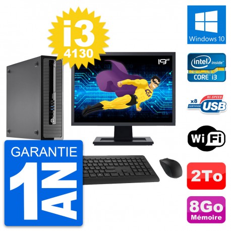 PC HP ProDesk 400 G1 SFF Ecran 19" i3-4130 RAM 8Go Disque 2To Windows 10 Wifi