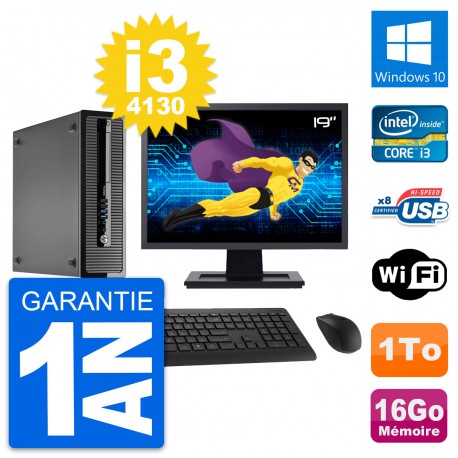 PC HP ProDesk 400 G1 SFF Ecran 19" i3-4130 RAM 16Go Disque 1To Windows 10 Wifi