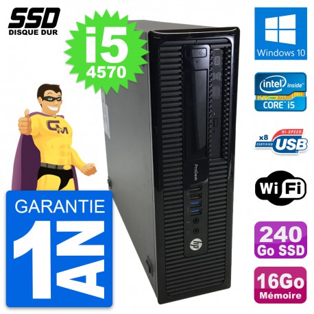 PC HP ProDesk 400 G1 SFF Intel Core i5-4570 RAM 16Go SSD 240Go Windows 10 Wifi