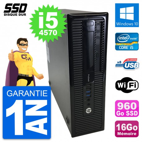 PC HP ProDesk 400 G1 SFF Intel Core i5-4570 RAM 16Go SSD 960Go Windows 10 Wifi