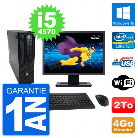 PC HP ProDesk 400 G1 SFF Ecran 22" i5-4570 RAM 4Go Disque 2To Windows 10 Wifi