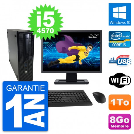 PC HP ProDesk 400 G1 SFF Ecran 22" i5-4570 RAM 8Go Disque 1To Windows 10 Wifi