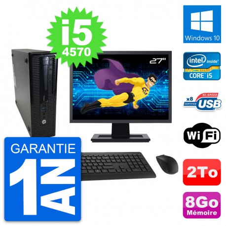 PC HP ProDesk 400 G1 SFF Ecran 27" i5-4570 RAM 8Go Disque 2To Windows 10 Wifi