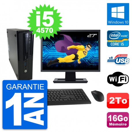 PC HP ProDesk 400 G1 SFF Ecran 27" i5-4570 RAM 16Go Disque 2To Windows 10 Wifi