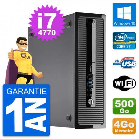 PC HP ProDesk 400 G1 SFF Intel i7-4770 RAM 4Go Disque Dur 500Go Windows 10 Wifi
