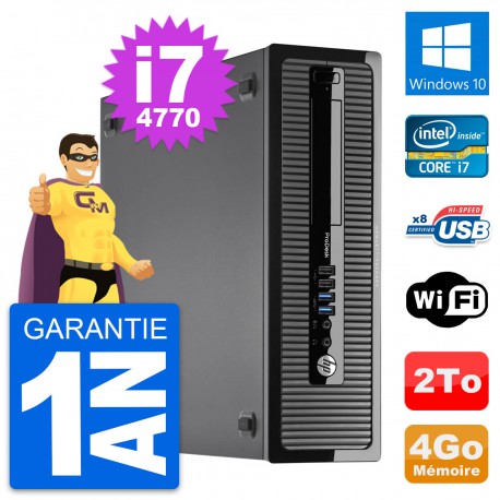 PC HP ProDesk 400 G1 SFF Intel i7-4770 RAM 4Go Disque Dur 2To Windows 10 Wifi