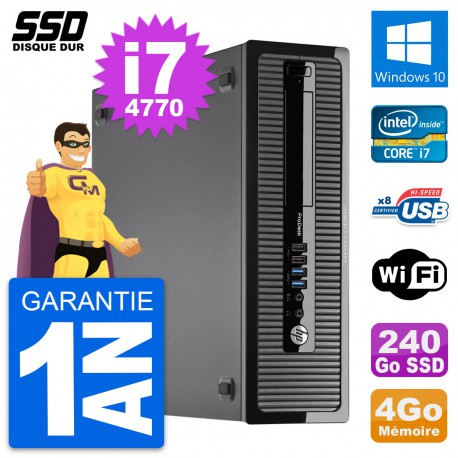PC HP ProDesk 400 G1 SFF Intel Core i7-4770 RAM 4Go SSD 240Go Windows 10 Wifi