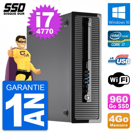 PC HP ProDesk 400 G1 SFF Intel Core i7-4770 RAM 4Go SSD 960Go Windows 10 Wifi