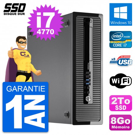 PC HP ProDesk 400 G1 SFF Intel Core i7-4770 RAM 8Go SSD 2To Windows 10 Wifi