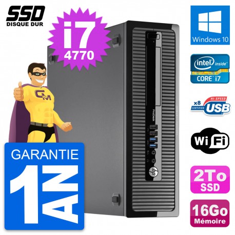 PC HP ProDesk 400 G1 SFF Intel Core i7-4770 RAM 16Go SSD 2To Windows 10 Wifi