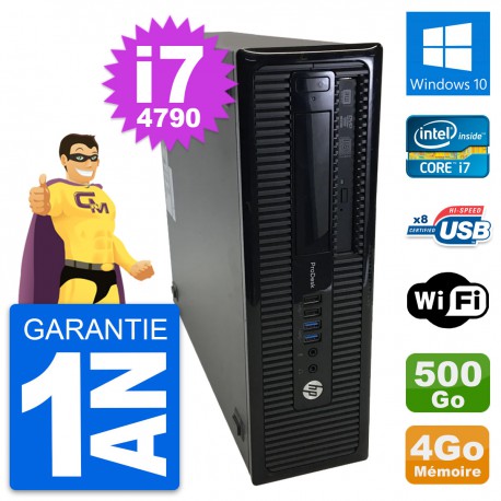 PC HP ProDesk 400 G1 SFF Intel i7-4790 RAM 4Go Disque Dur 500Go Windows 10 Wifi