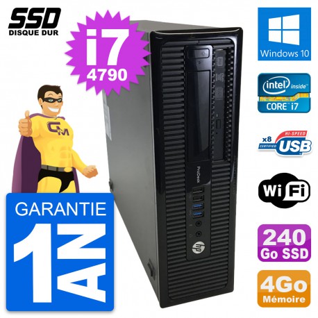 PC HP ProDesk 400 G1 SFF Intel Core i7-4790 RAM 4Go SSD 240Go Windows 10 Wifi