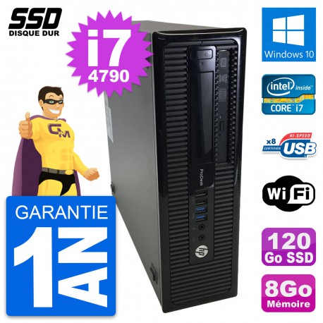 PC HP ProDesk 400 G1 SFF Intel Core i7-4790 RAM 8Go SSD 120Go Windows 10 Wifi