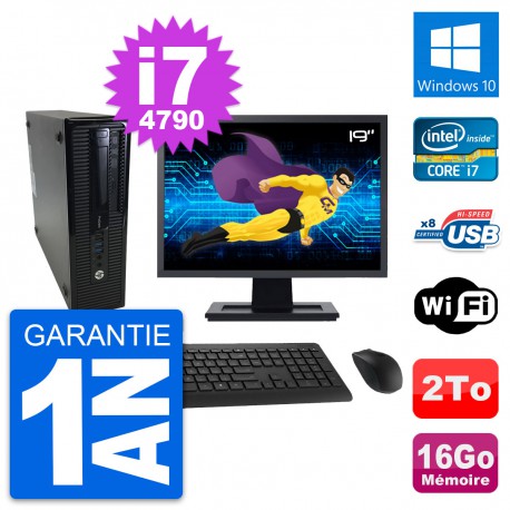 PC HP ProDesk 400 G1 SFF Ecran 19" i7-4790 RAM 16Go Disque 2To Windows 10 Wifi