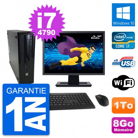 PC HP ProDesk 400 G1 SFF Ecran 27" i7-4790 RAM 8Go Disque 1To Windows 10 Wifi