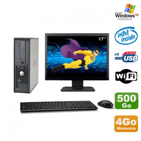 Lot PC Dell 380 SFF E5200 2.5Ghz 4Go Disque 500Go DVD WIFI Win XP + Ecran 17"