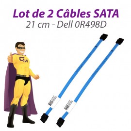Lot 2 Câbles SATA Dell 0R498D OptiPlex 380 580 780 960 980 XE 21cm Bleu
