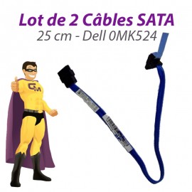 Lot 2 Câbles SATA Dell 0MK524 MK524 OptiPlex 745 755 SFF 780 25cm Bleu