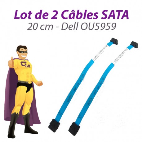 Lot 2 Câbles SATA Dell OU5959 U5959 Dell Optiplex 20cm Bleu
