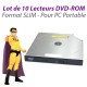 Lot 10x Lecteurs SLIM DVD-ROM SATA Philips Lite-On Sony Hitachi PC Portable SFF