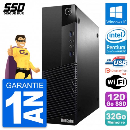 PC Lenovo ThinkCentre M83 SFF Intel G3220 RAM 32Go SSD 120Go Windows 10 Wifi