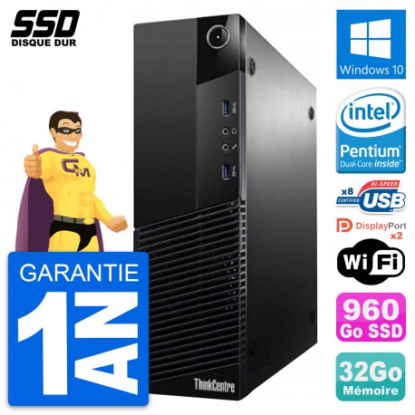 PC Lenovo ThinkCentre M83 SFF Intel G3220 RAM 32Go SSD 960Go Windows 10 Wifi