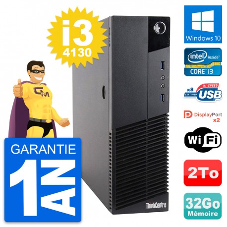 PC Lenovo ThinkCentre M83 SFF Intel i3-4130 RAM 32Go Disque 2To Windows 10 Wifi