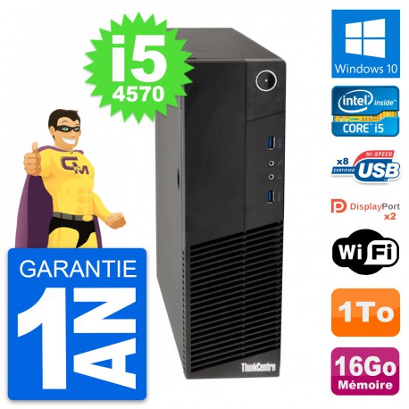 PC Lenovo ThinkCentre M83 SFF Intel i5-4570 RAM 16Go Disque 1To Windows 10 Wifi
