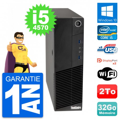 PC Lenovo ThinkCentre M83 SFF Intel i5-4570 RAM 32Go Disque 2To Windows 10 Wifi