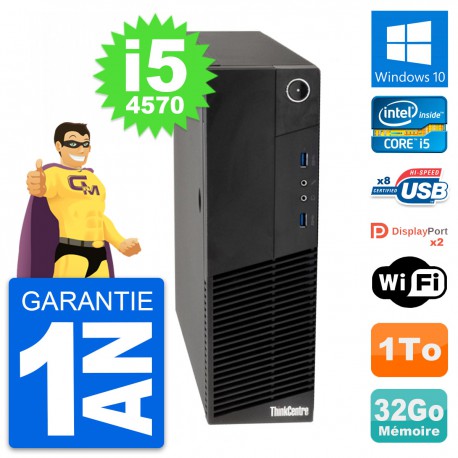 PC Lenovo ThinkCentre M83 SFF Intel i5-4570 RAM 32Go Disque 1To Windows 10 Wifi