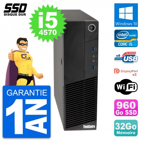 PC Lenovo ThinkCentre M83 SFF Intel i5-4570 RAM 32Go SSD 960Go Windows 10 Wifi
