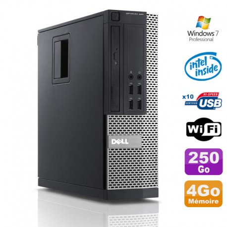 PC Dell Optiplex 990 SFF Intel G630 2.7GHz 4Go Disque 250Go DVD Wifi W7