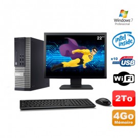 Lot PC Dell Optiplex 990 SFF G630 2.7GHz 4Go 2000Go DVD Wifi W7 + Ecran 22"