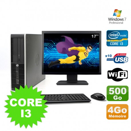Lot PC HP Compaq Elite 8100 SFF Core I3-530 4Go 500Go DVD WIFI W7 + Ecran 17"