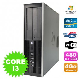 PC HP Compaq Elite 8100 SFF Intel Core I3-530 4Go Disque 480Go SSD DVD WIFI W7