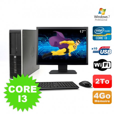 Lot PC HP Compaq Elite 8100 SFF Core I3-530 4Go 2000Go DVD WIFI W7 + Ecran 17"