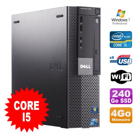PC Dell Optiplex 980 SFF Intel I5-650 3.2GHz 4Go Disque 240Go SSD DVD Wifi W7