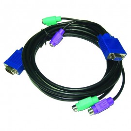 Câble adaptateur KVM VGA + PS/2 Male vers VGA + PS/2 Femelle 4.5m Noir