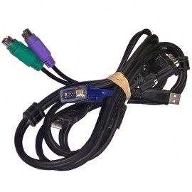 Câble adaptateur KVM D-Link VGA + USB Male vers VGA + USB + PS/2 Male 1.8m Noir
