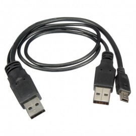 Câble Doubleur USB 2.0 A Mâle vers 1x USB 2.0 A Mâle + 1x Mini USB Mâle 70cm