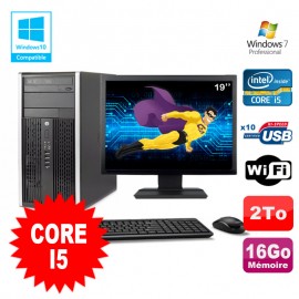 Lot PC Tour HP 8200 Core I5 3.1Ghz 16Go 2To Graveur WIFI W7 + Ecran 19