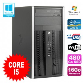 PC Tour HP Elite 8200 Core I5 3.1Ghz 16Go Disque 480Go SSD Graveur WIFI Win 7