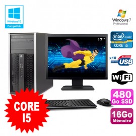 Lot PC Tour HP 8200 Core I5 3.1Ghz 16Go 480Go SSD Graveur WIFI W7 + Ecran 17