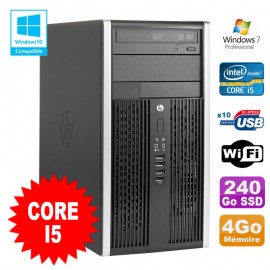 PC Tour HP Elite 8200 Core I5 3.1Ghz 4Go Disque 240Go SSD Graveur WIFI Win 7