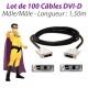 Lot x100 Câbles DVI-D Ecran Plat NUMERIQUE Digital Visual Male/Male 1.5m Ferrite