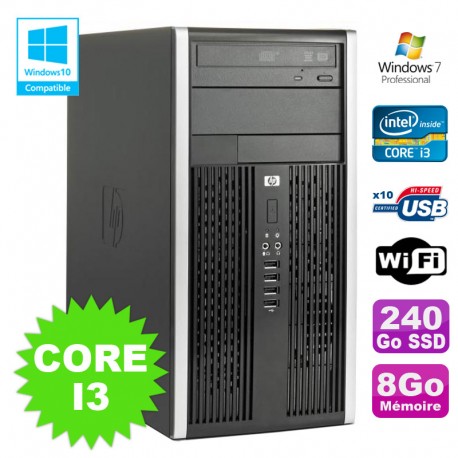 PC Tour HP Pro 6200 Core I3 3.1Ghz 8Go Disque 240Go SSD Graveur WIFI Win 7