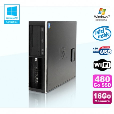 PC HP Compaq Elite 8100 SFF G6950 2,8 GHz 16Go 480Go SSD Wifi Graveur W7 Pro